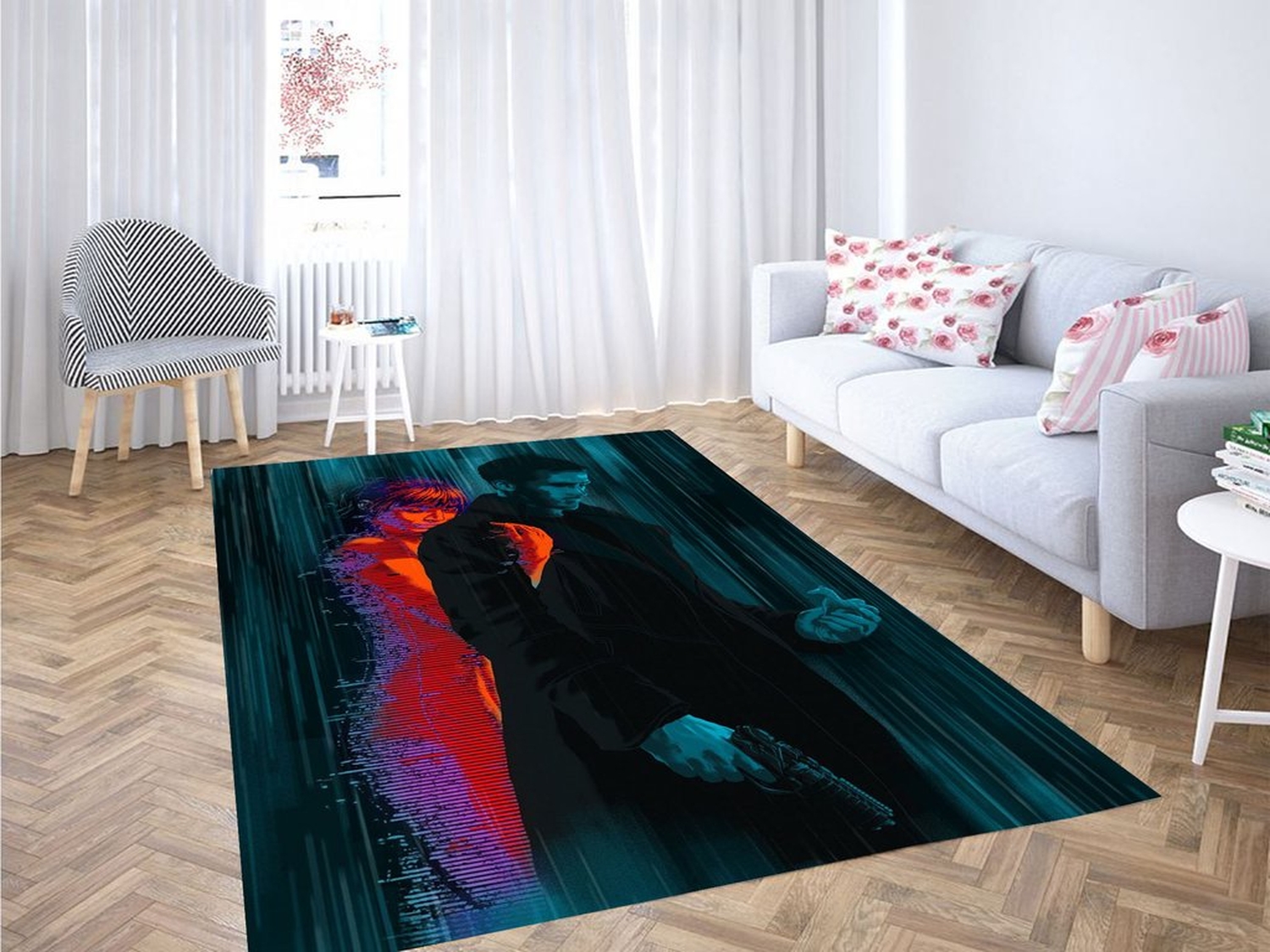 Joi In The Rain Blade Runner Living Room Modern Carpet Rug - Unique Anime Apparel for Fans