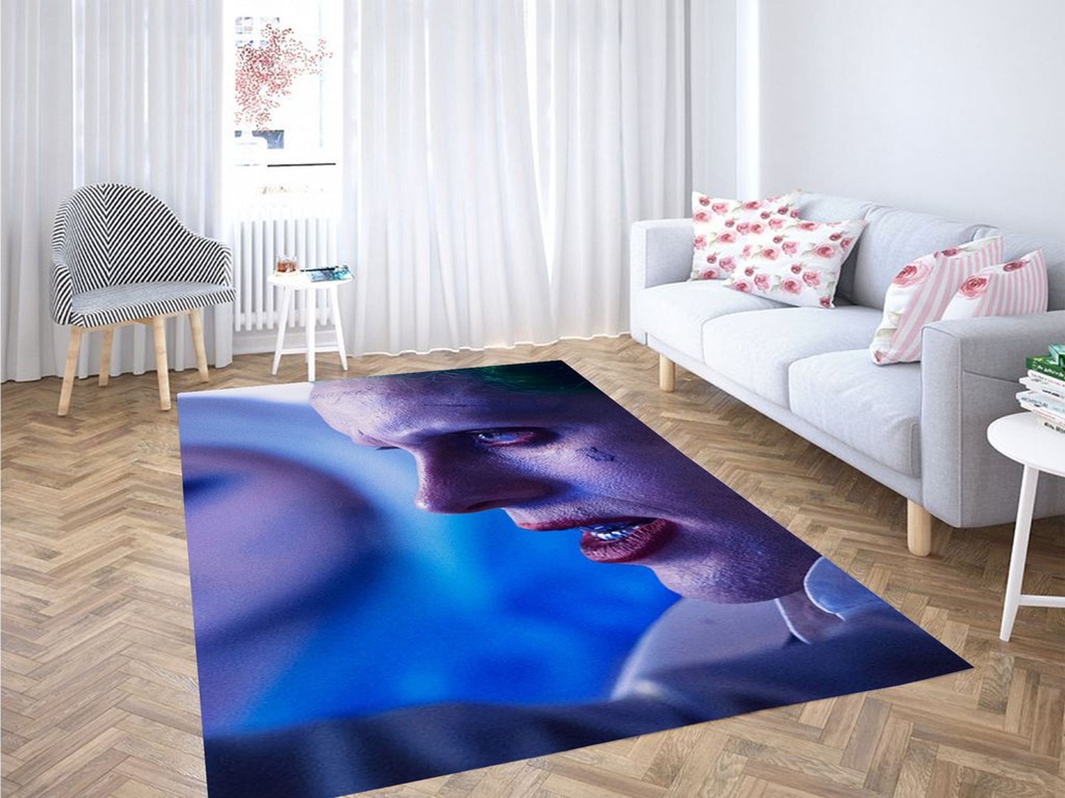 Joker And Harley Quinn Wallpaper Living Room Modern Carpet Rug - Unique Anime Apparel for Fans