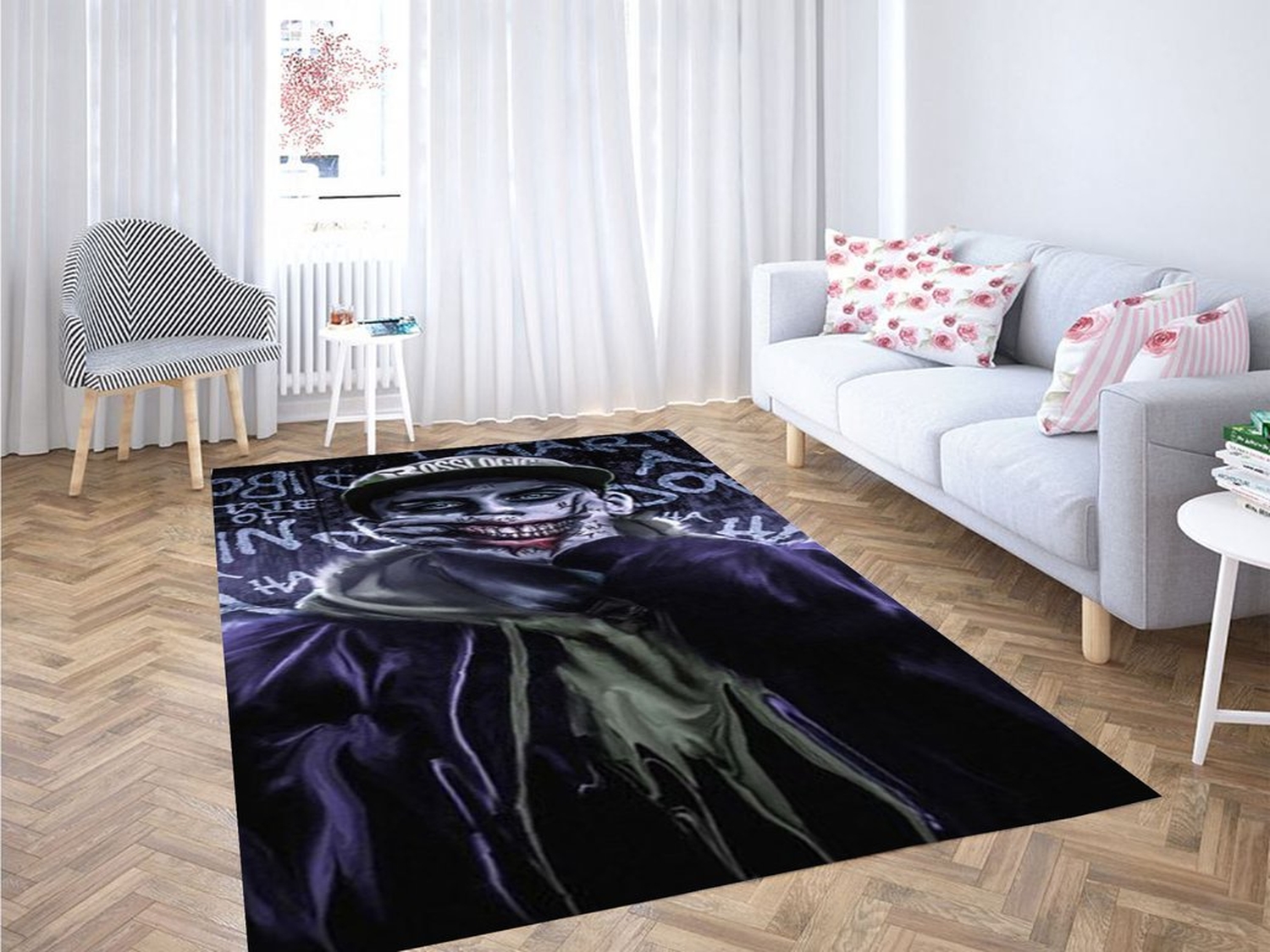Joker Fake Smile Living Room Modern Carpet Rug - Unique Anime Apparel for Fans
