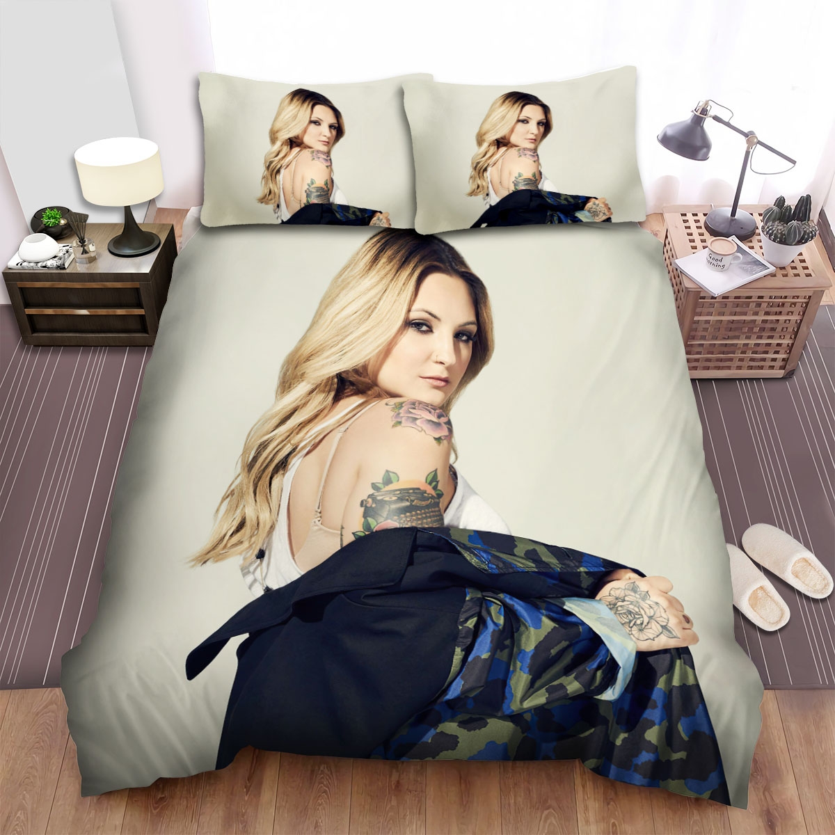 Julia Michaels Pose Bed Sheets Spread Duvet Cover Bedding Set - Unique Anime Apparel for Fans