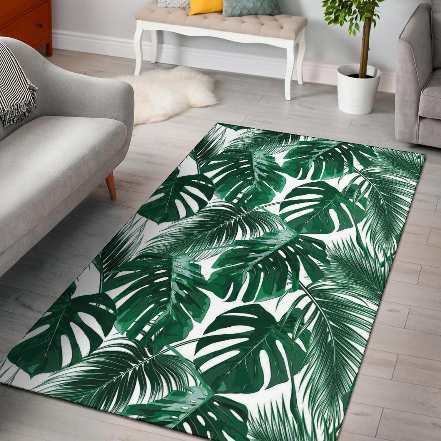 Jungle Palm Leaf Area Rug - Unique Anime Apparel for Fans