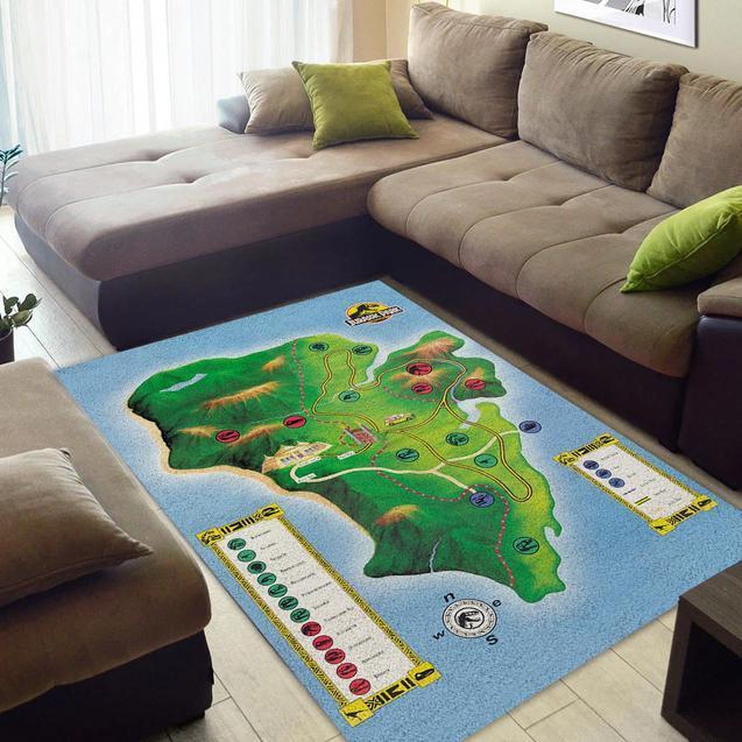 Jurassic Park Map Area Rug - Unique Anime Apparel for Fans