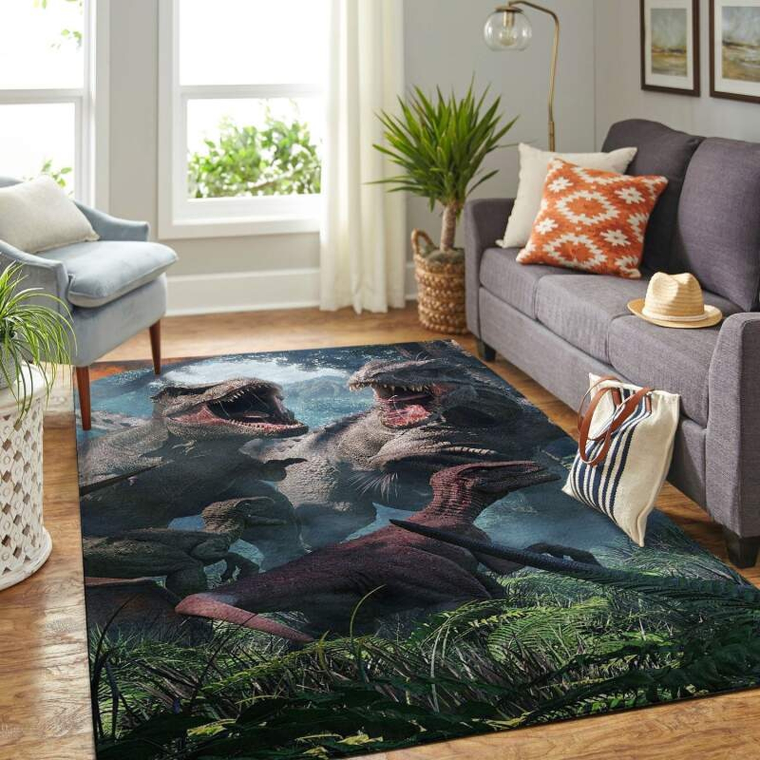 Jurassic World Movie-ancient Dinosaur Living Room Area Rug - Unique Anime Apparel for Fans