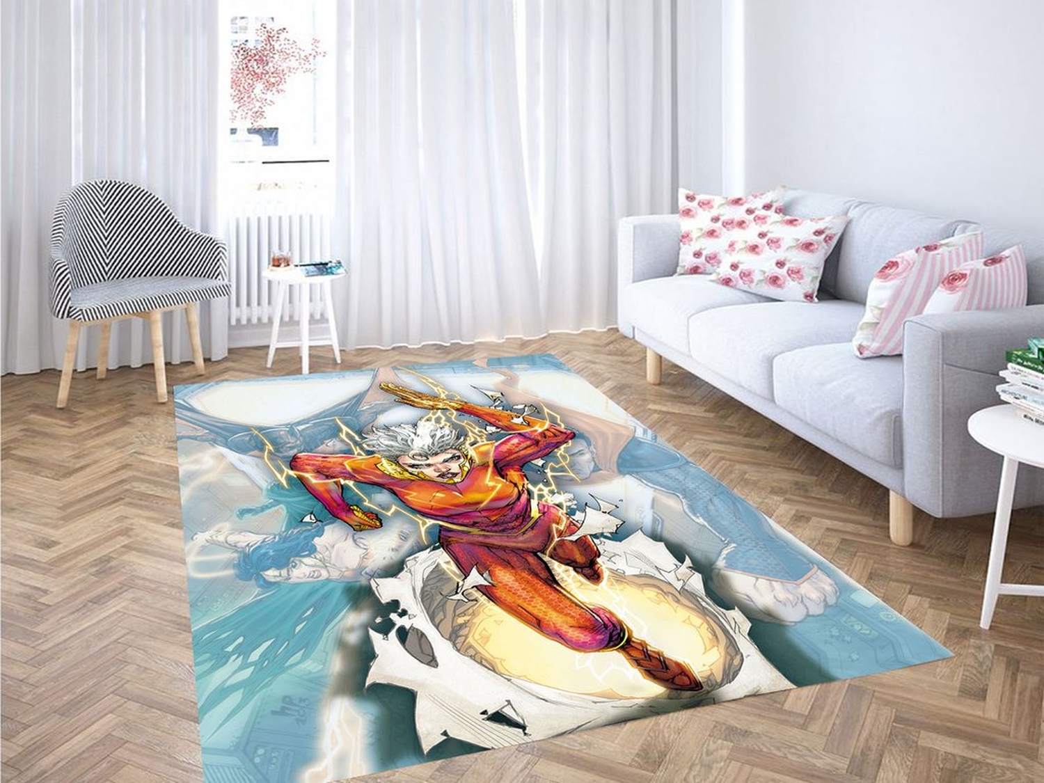 Justice League Character Living Room Modern Carpet Rug - Unique Anime Apparel for Fans