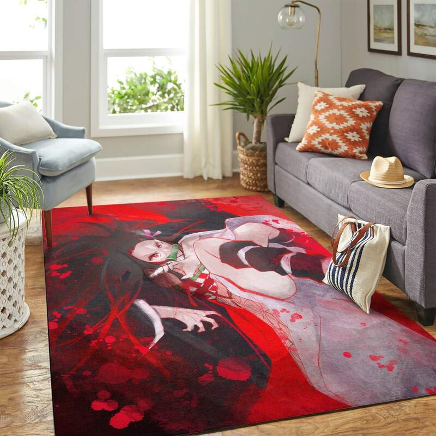 Kamado Nezuko In Blood Carpet Floor Area Rug - Unique Anime Apparel for Fans