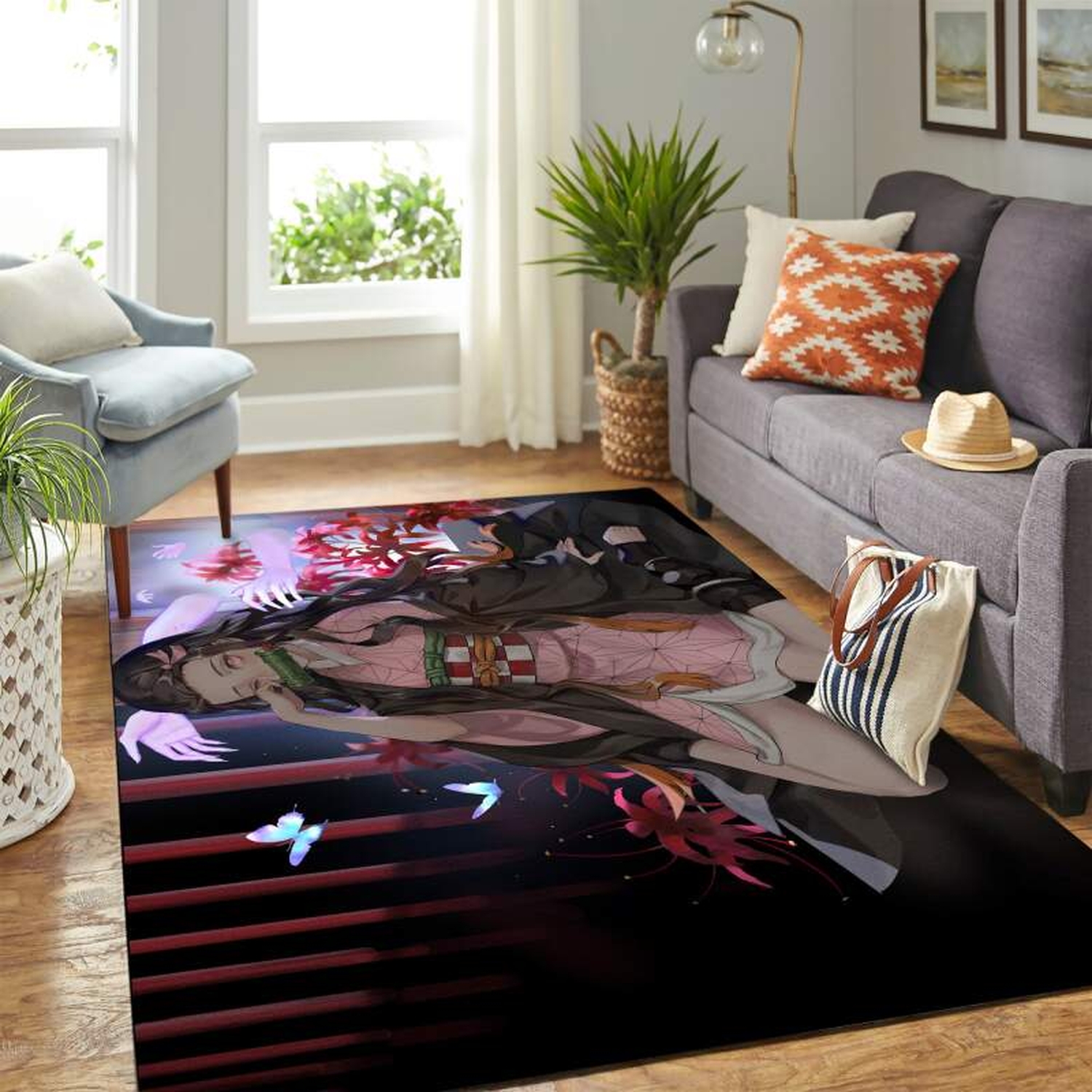 Kamado.nezuko Dark Carpet Floor Area Rug - Unique Anime Apparel for Fans
