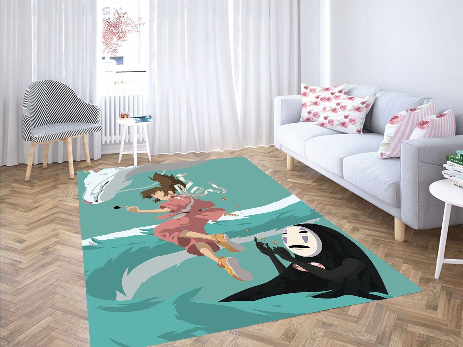 Kaonashi Sen And Haku Carpet Rug - Unique Anime Apparel for Fans