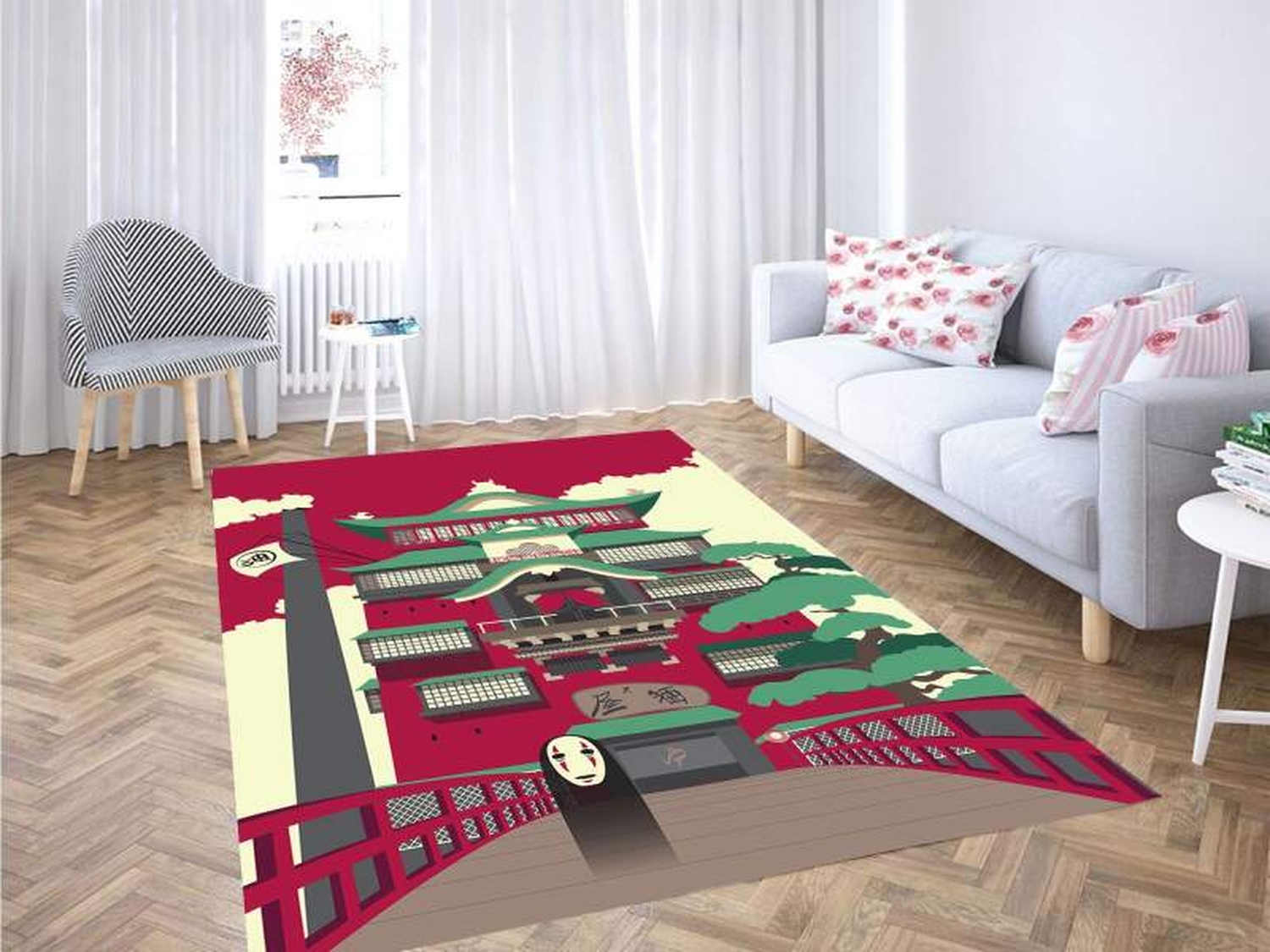 Kaonashi Spirited Away Vector Carpet Rug - Unique Anime Apparel for Fans