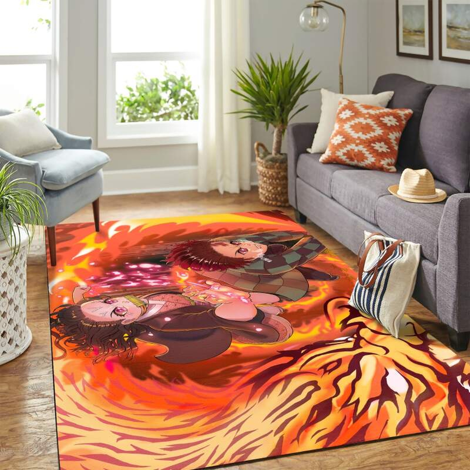 Kimetsu No Yaiba Fire Carpet Floor Area Rug - Unique Anime Apparel for Fans