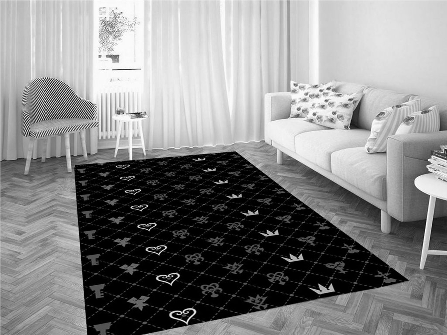 Kingdom Hearts Patterns Living Room Modern Carpet Rug - Unique Anime Apparel for Fans