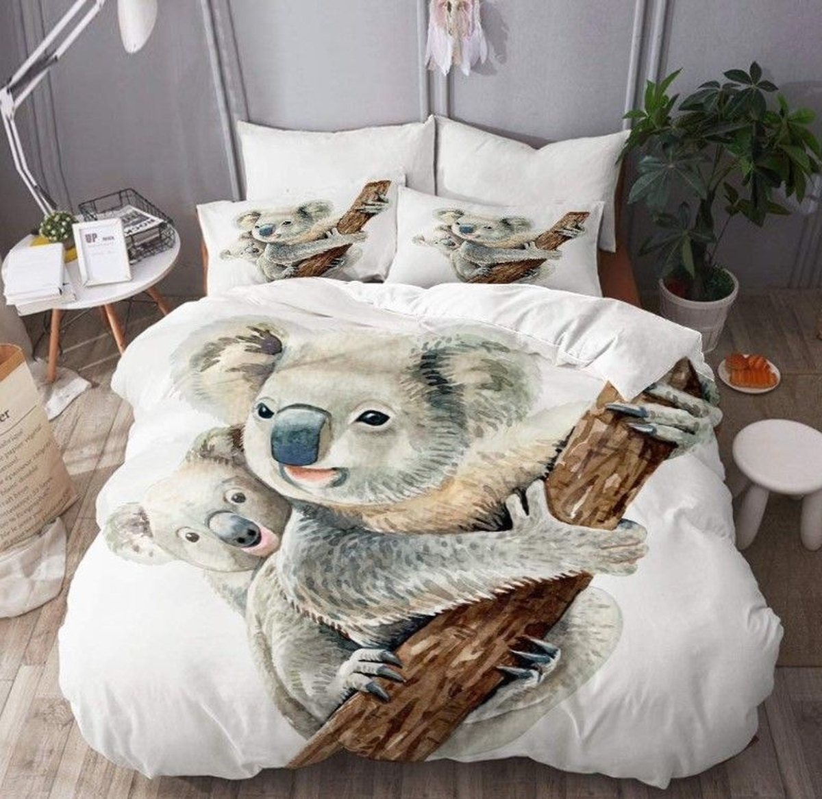 Koala Mom And Baby On The Tree Bed Sheets Spread Duvet Cover Bedding Set - Unique Anime Apparel for Fans
