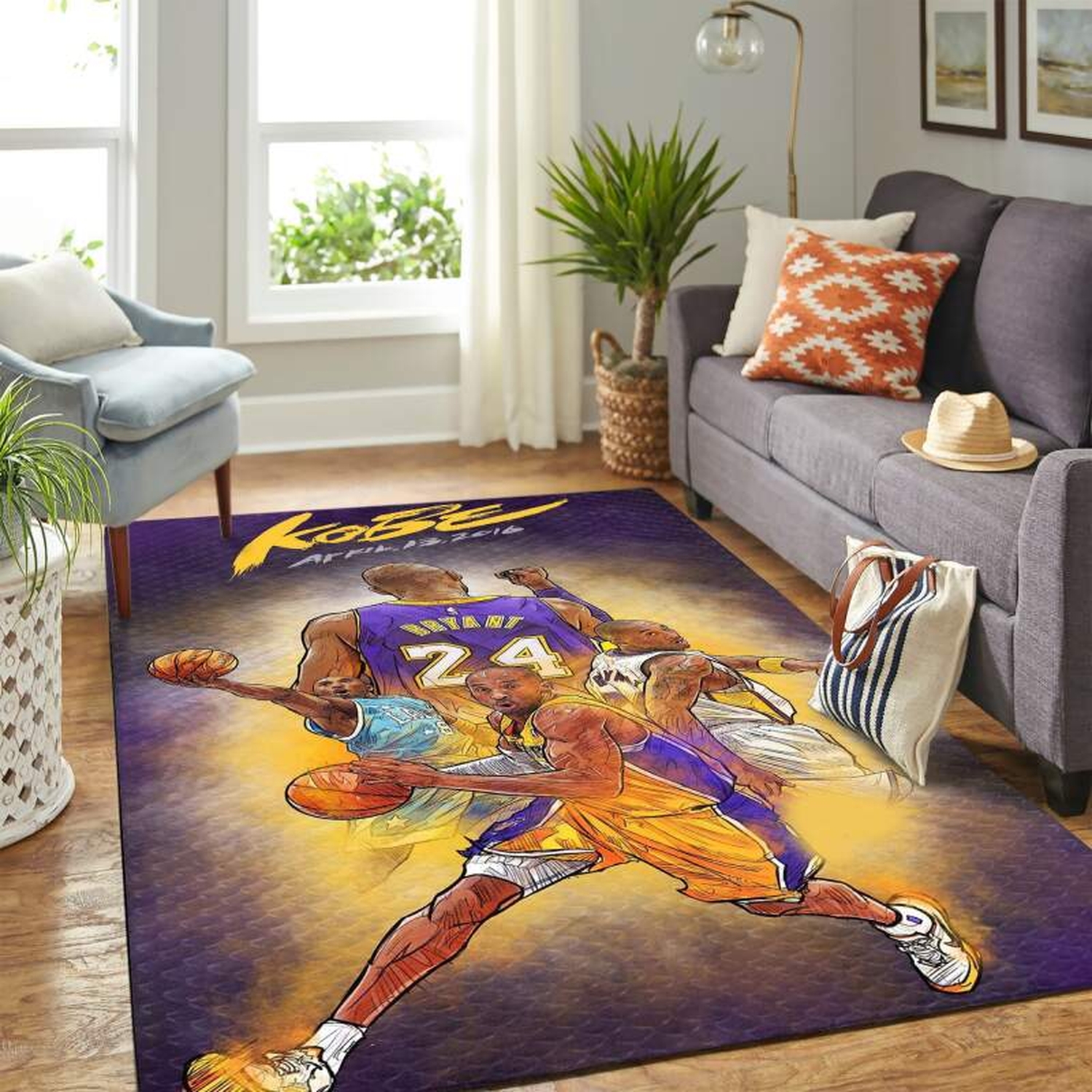 Kobe Line Art Carpet Floor Area Rug - Unique Anime Apparel for Fans