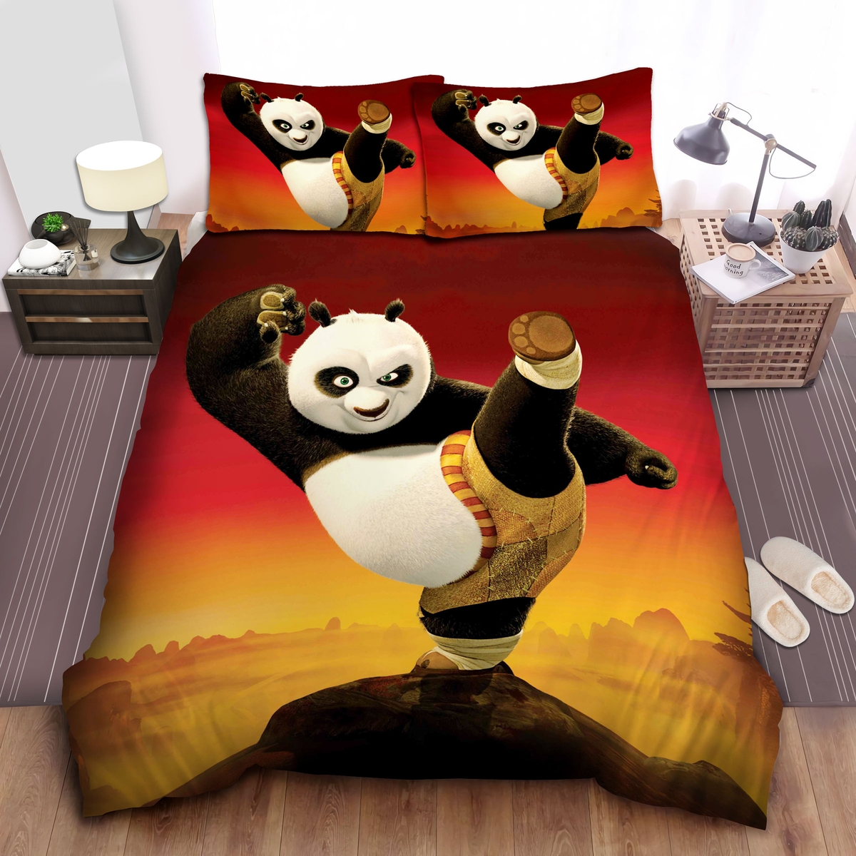 Kung Fu Po Dong Kung Fu Panda Bed Sheets Spread Duvet Cover Bedding Set - Unique Anime Apparel for Fans