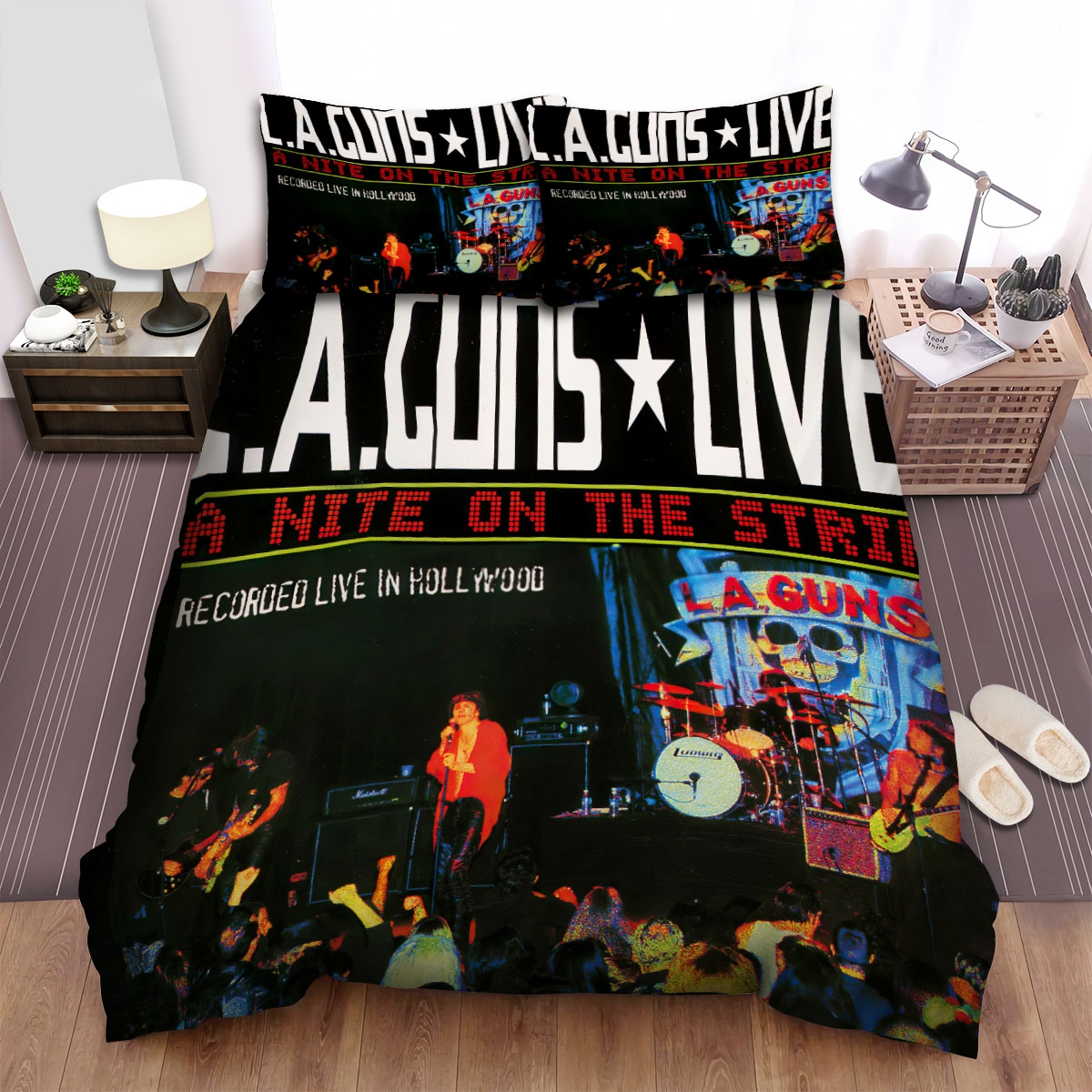 L.A. Guns Band Live A Night On The Strip Album Cover Bed Sheets Spread Duvet Cover Bedding Set - Unique Anime Apparel for Fans
