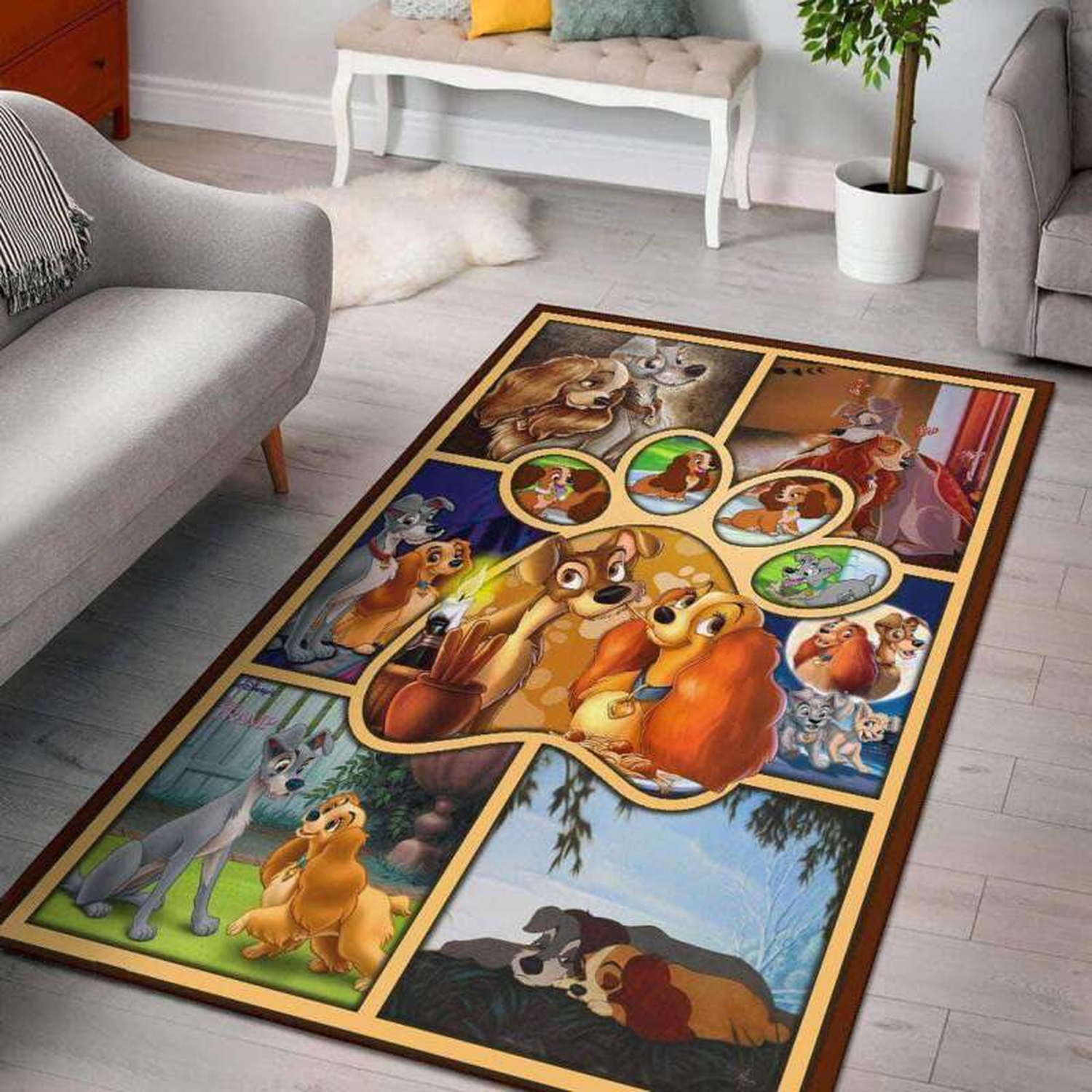 Lady And The Tramp Love Decorative Floor Rug - Unique Anime Apparel for Fans