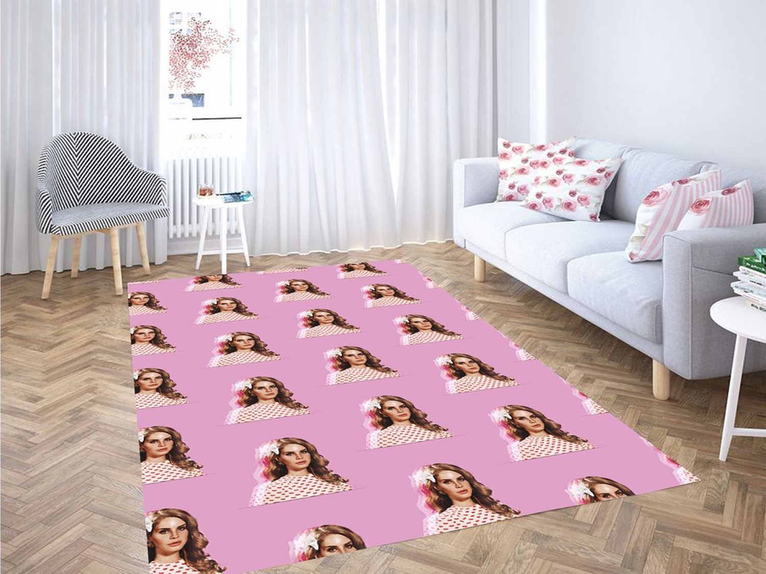 Lana Del Rey Pink Living Room Modern Carpet Rug - Unique Anime Apparel for Fans
