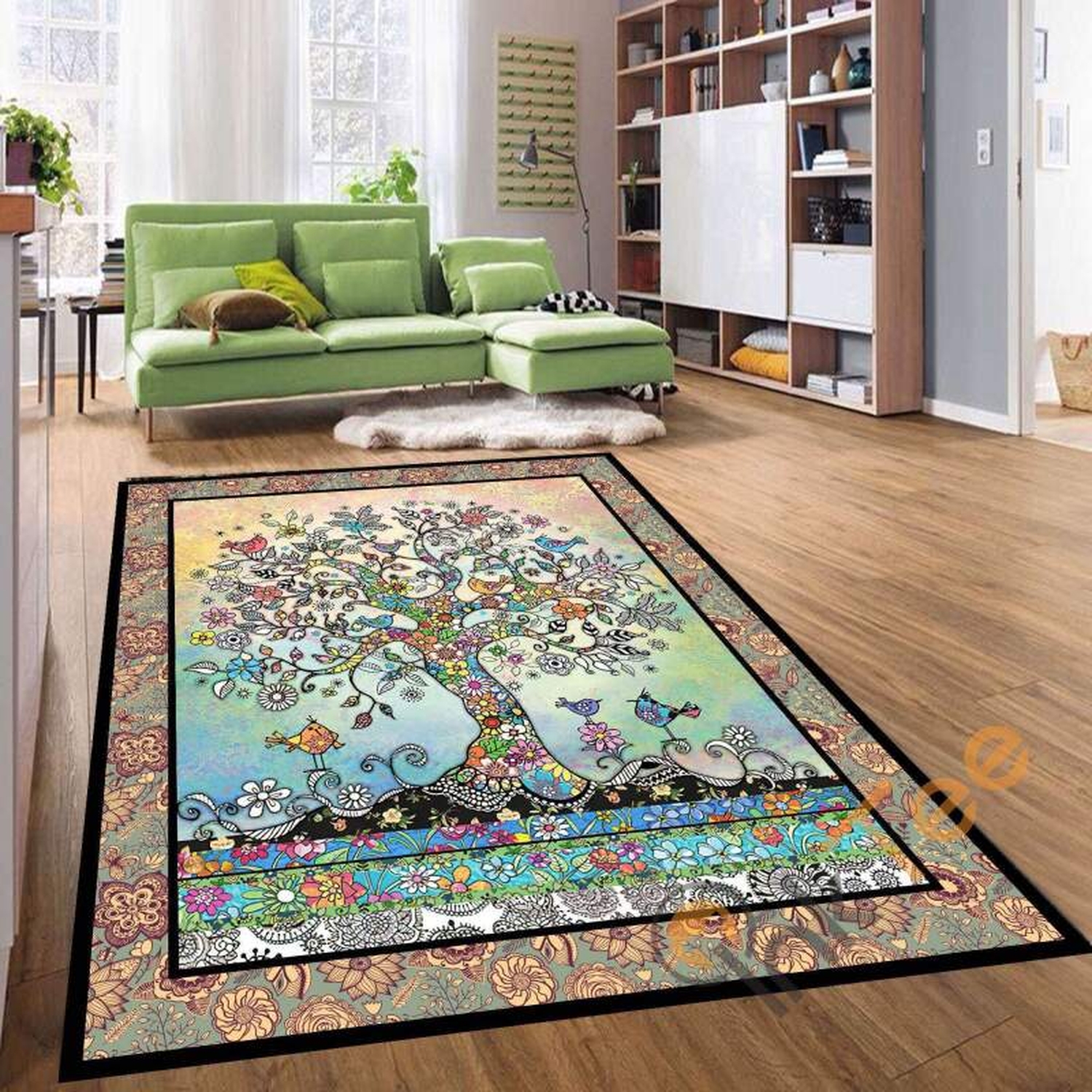 Landscape Multi colour Tree F Children's Or Kitchen Living Room Bedroom Rug - Unique Anime Apparel for Fans