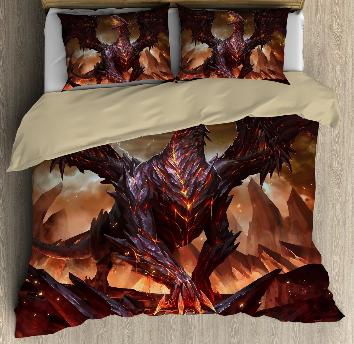 Lava Dragon Bed Sheets Spread Duvet Cover Bedding Set - Unique Anime Apparel for Fans
