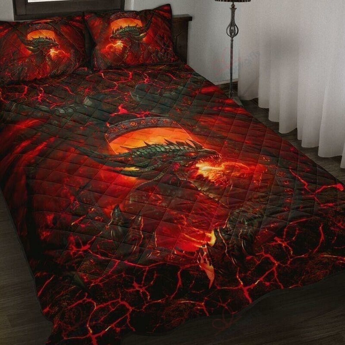 Lava Dragon Quilt Bedding Set - Unique Anime Apparel for Fans
