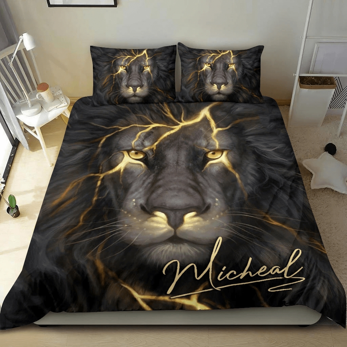 Lava Lion Personalized Custom Duvet Cover Bedding Set With Your Name - Unique Anime Apparel for Fans