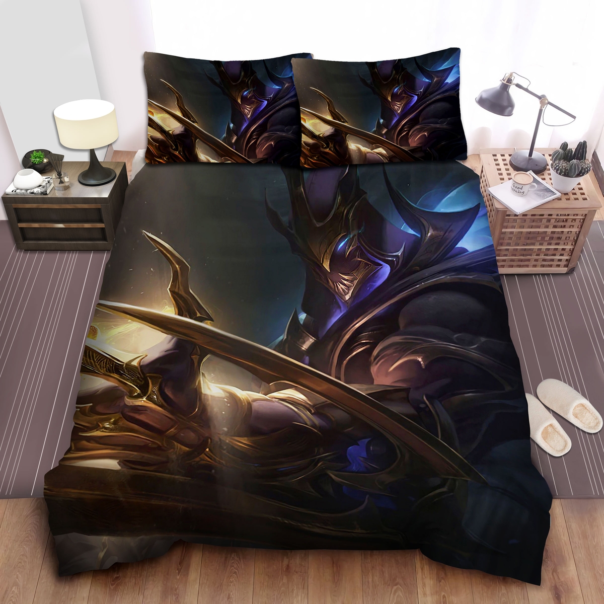 League Of Legends Galaxy Slayer Zed Champion Bed Sheets Spread Duvet Cover Bedding Set - Unique Anime Apparel for Fans