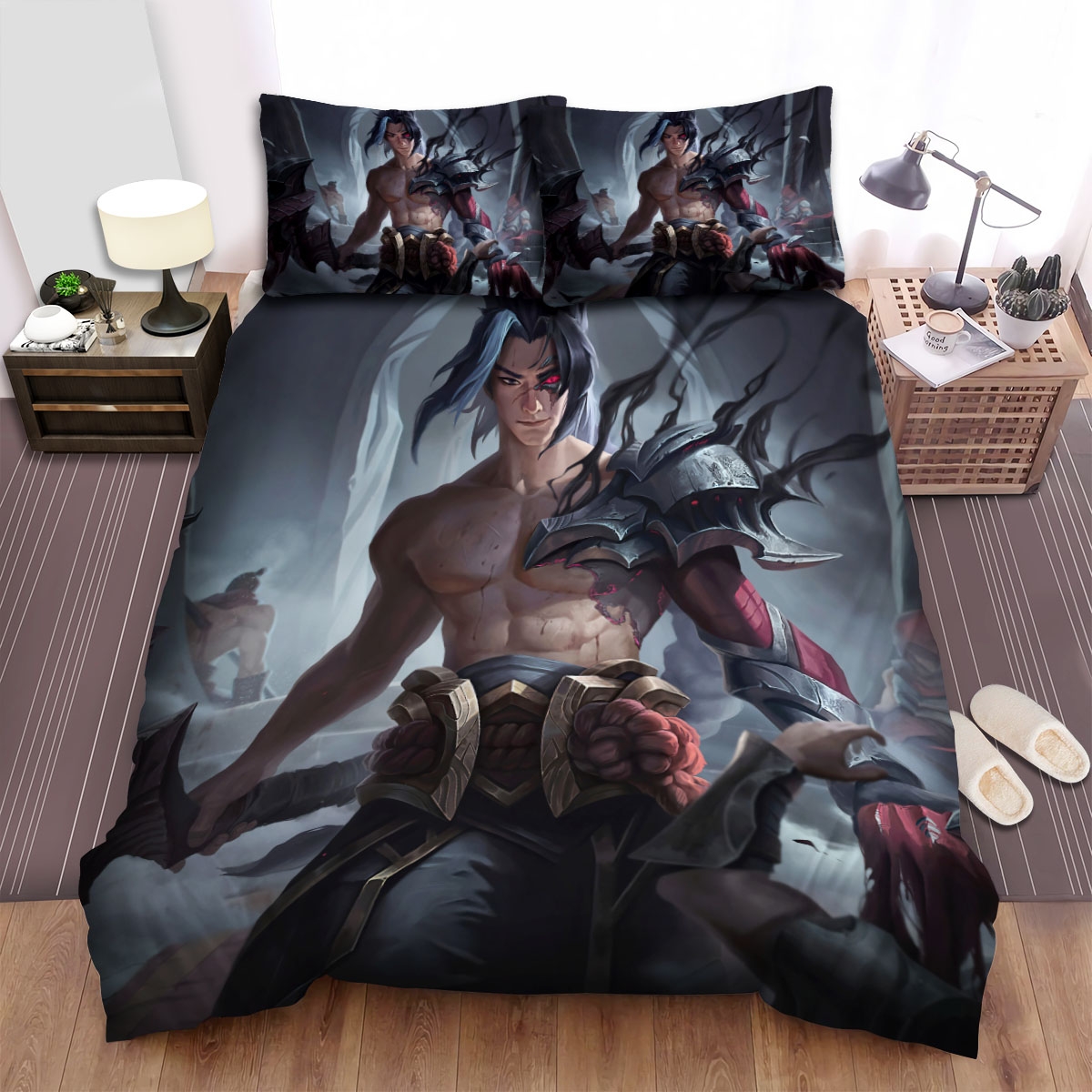 League Of Legends Kayn The Shadow Reaper Bed Sheets Spread Duvet Cover Bedding Set - Unique Anime Apparel for Fans