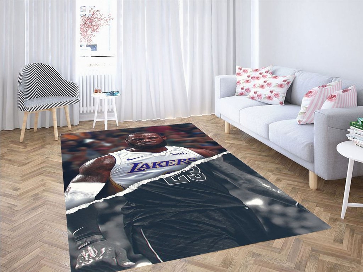 Lebron James Lakers Wallpaper Living Room Modern Carpet Rug - Unique Anime Apparel for Fans