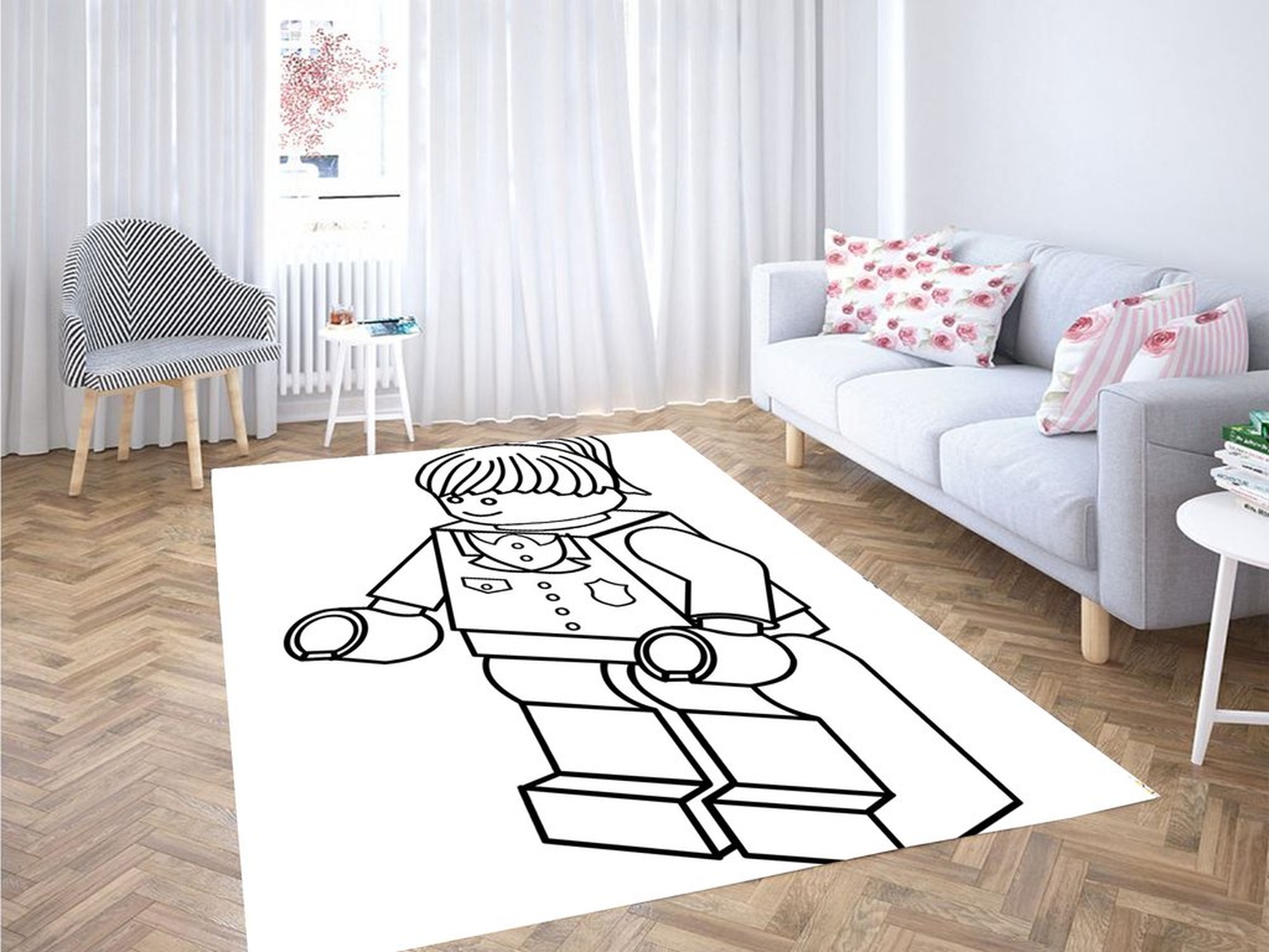 Lego Police Woman Living Room Modern Carpet Rug - Unique Anime Apparel for Fans
