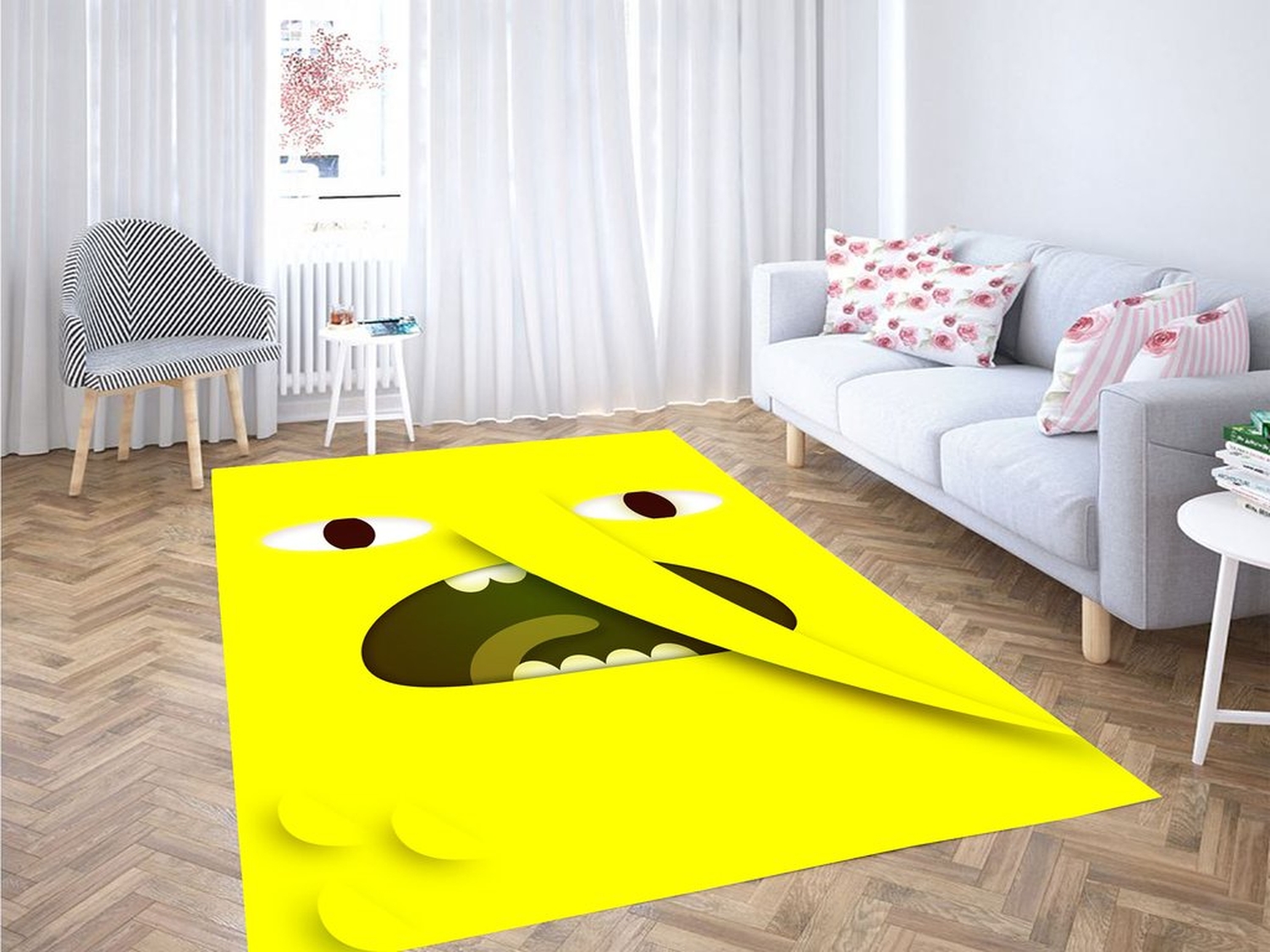 Lemongrab Flat Face Adventure Time Living Room Modern Carpet Rug - Unique Anime Apparel for Fans
