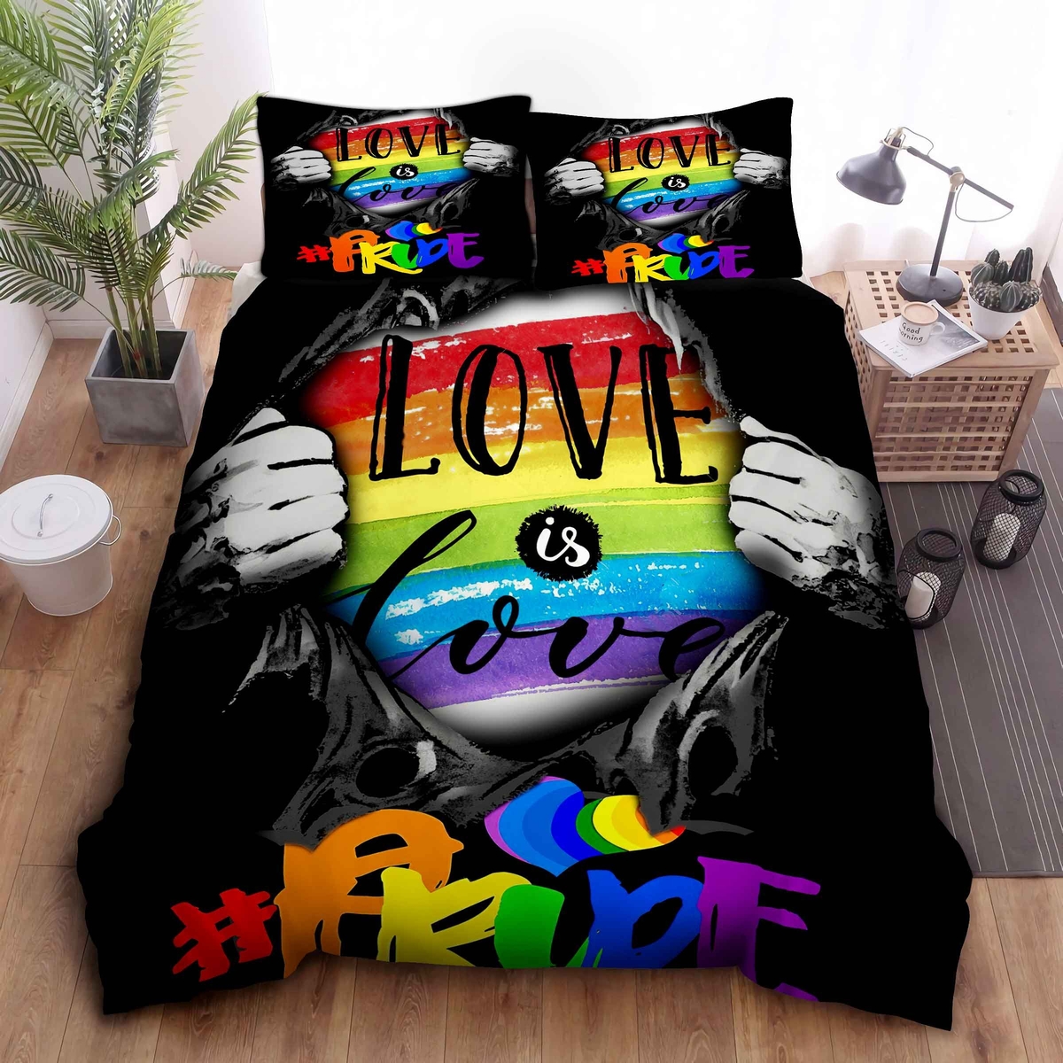 Lgbt Love Is Love Pride Bed Sheets Spread Duvet Cover Bedding Set - Unique Anime Apparel for Fans