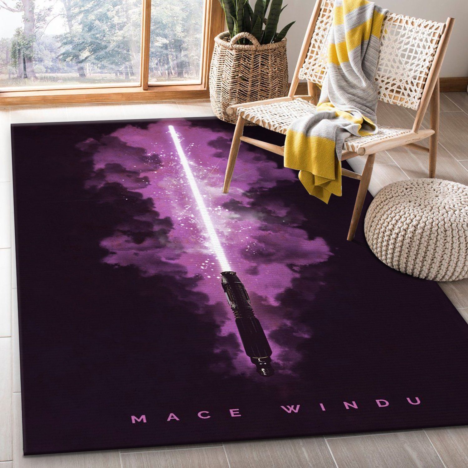 Lightsabers Mace Windu Star Wars Rug - Unique Anime Apparel for Fans