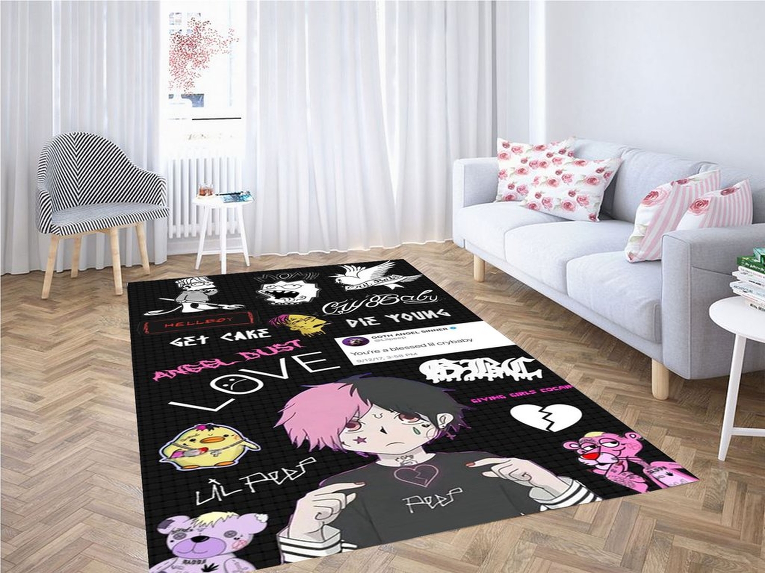 Lil Peep Wallpapers Anime Living Room Modern Carpet Rug - Unique Anime Apparel for Fans