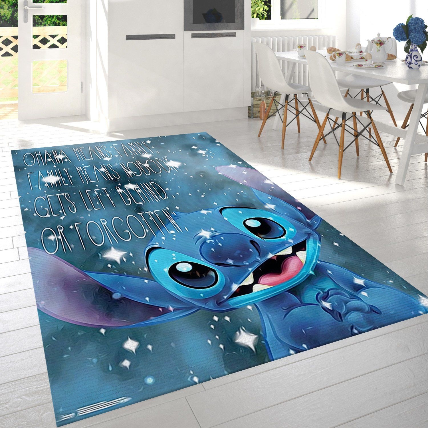 Lilo And Stitch Ohana Rug - Unique Anime Apparel for Fans