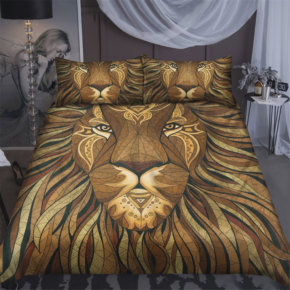 Lion Bedding Set (Duvet Cover & Pillow Cases) - Unique Anime Apparel for Fans