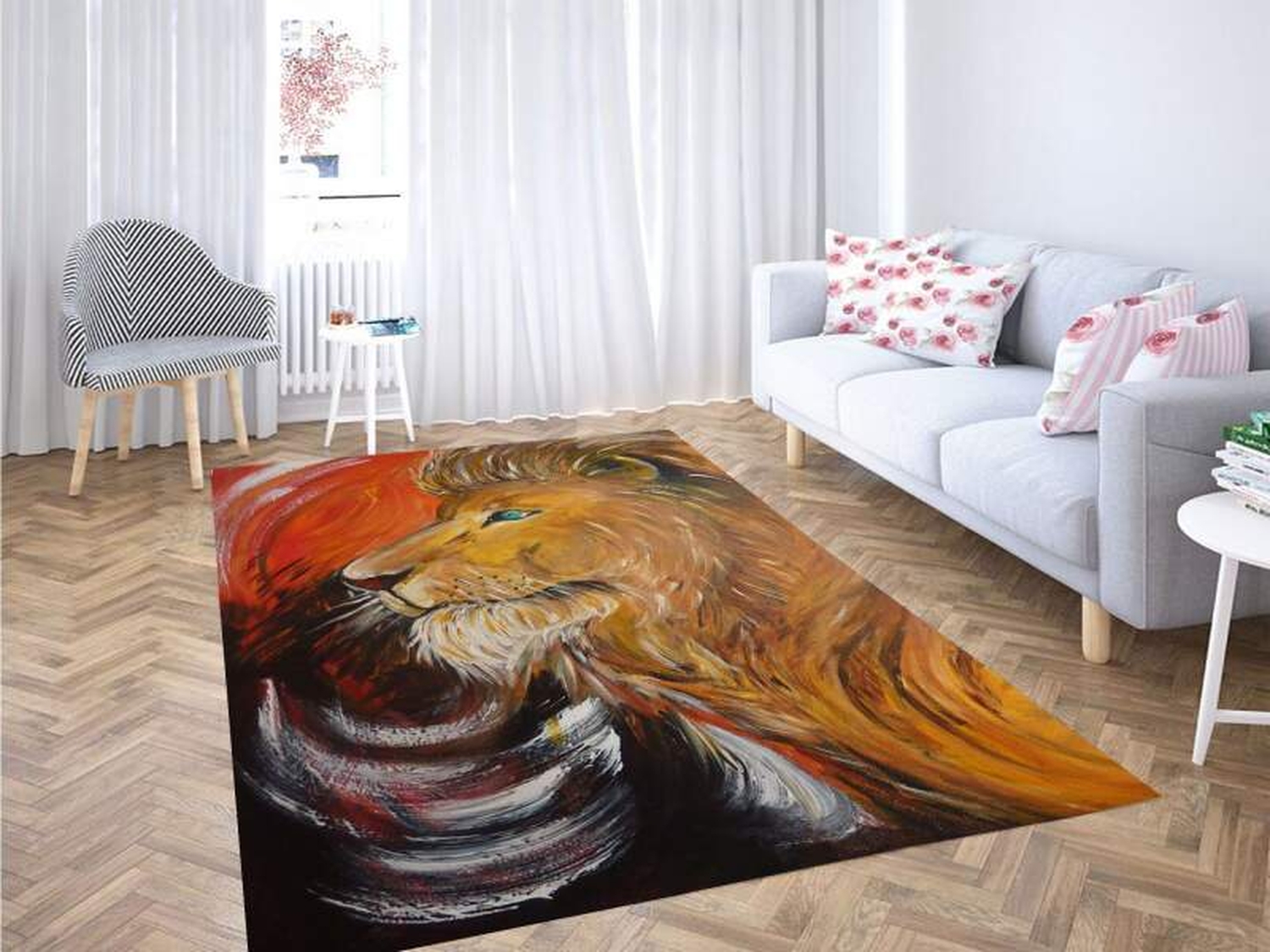 Lion Painting Carpet Rug - Unique Anime Apparel for Fans