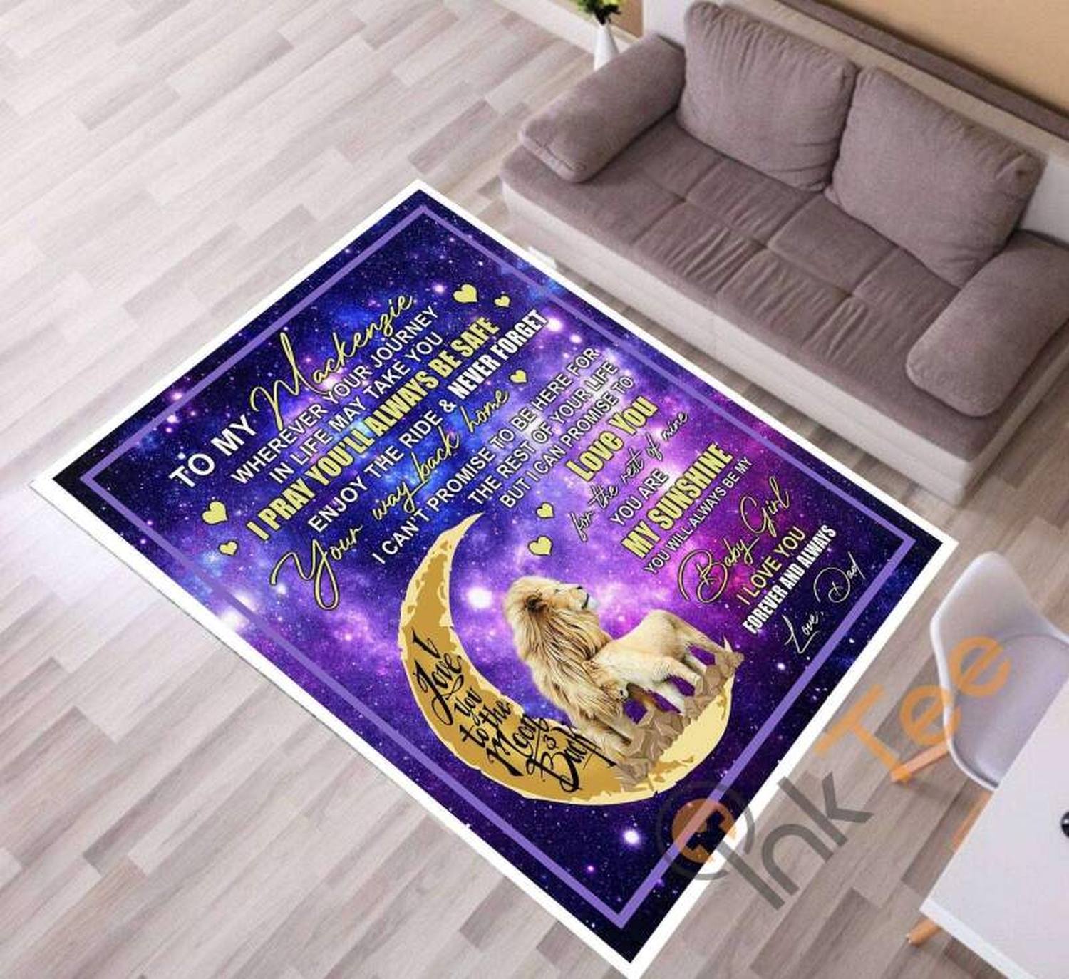 Lion Sofa Dad To My Daughter I Love You The Moon And Back Letter Sayings Living Room Rug - Unique Anime Apparel for Fans