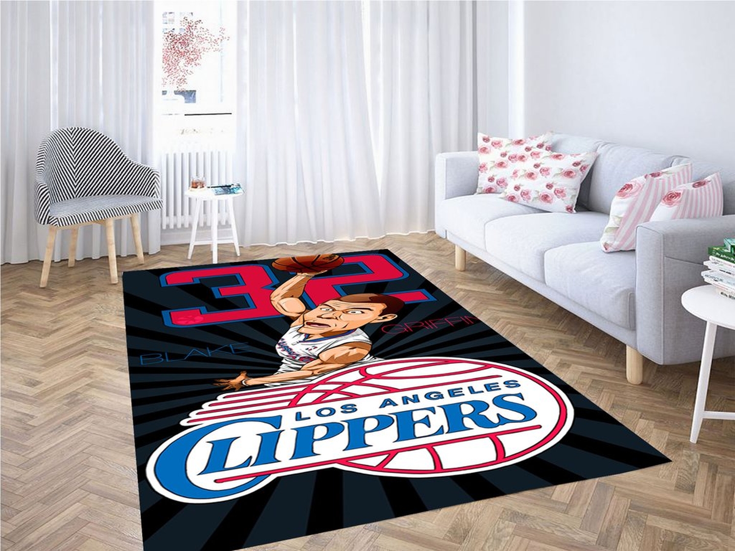 Los Angeles Clippers Wallpaper Living Room Modern Carpet Rug - Unique Anime Apparel for Fans