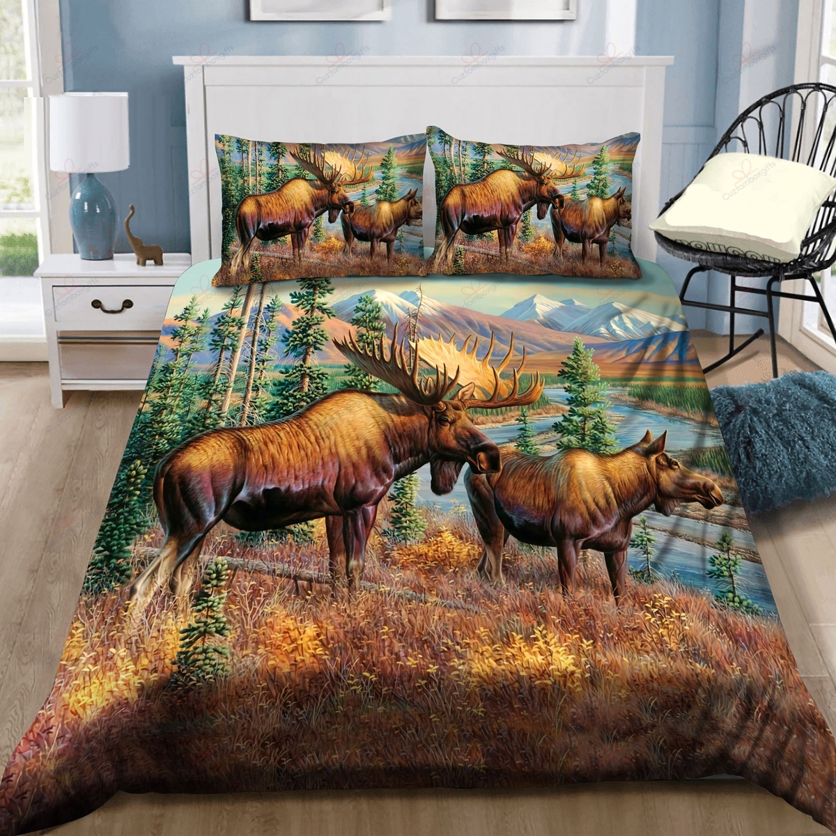 Love Moose Bedding Set (Duvet Cover & Pillow Cases) - Unique Anime Apparel for Fans