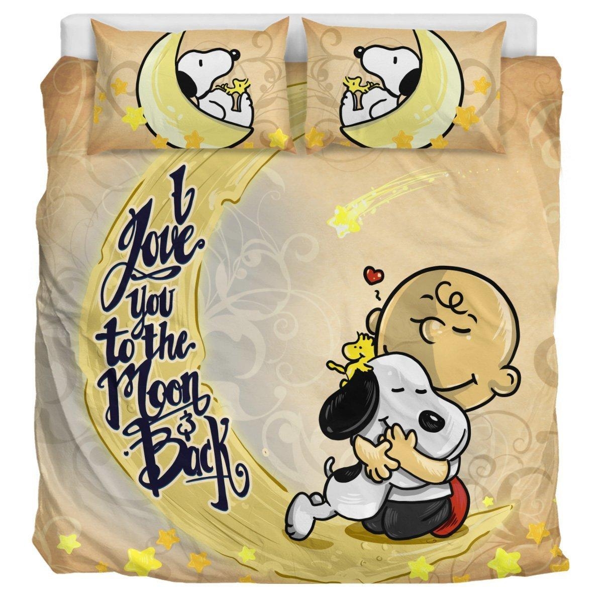 Love Snoopy To The Moon & Back - Bedding Set (Duvet Cover & Pillow Cases) - Unique Anime Apparel for Fans