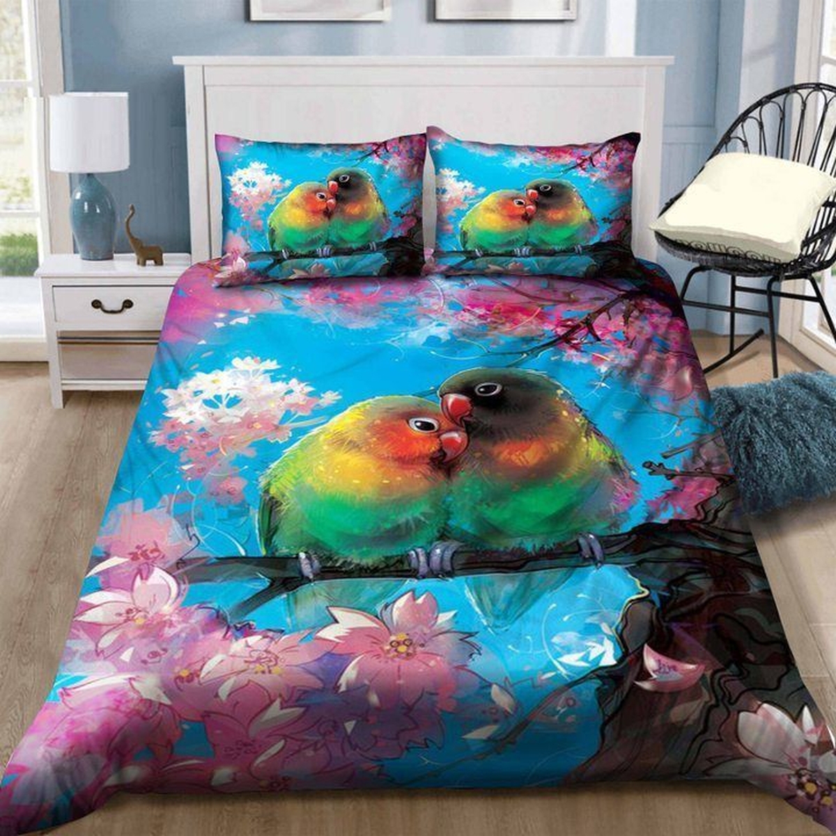 Lovebird Bed Sheets Spread Duvet Cover Bedding Set - Unique Anime Apparel for Fans