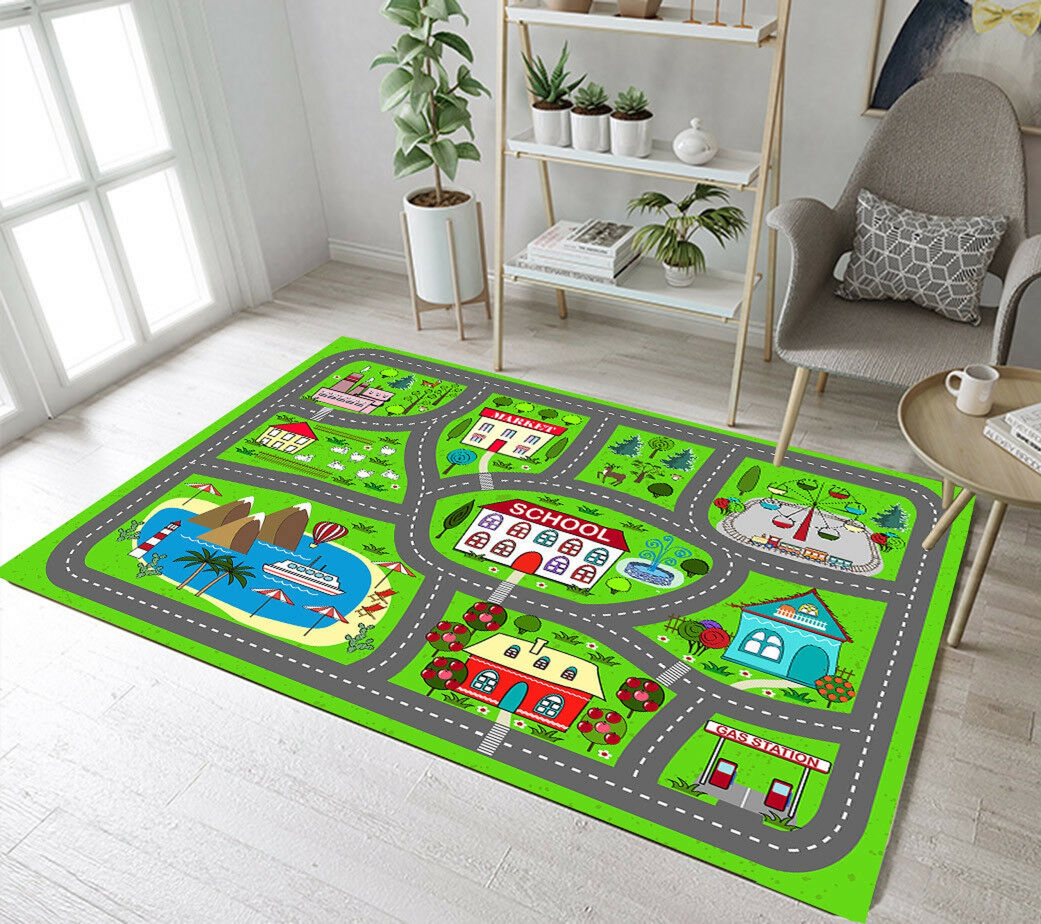 Lovely City Car Track Pattern Playmat Rug - Unique Anime Apparel for Fans
