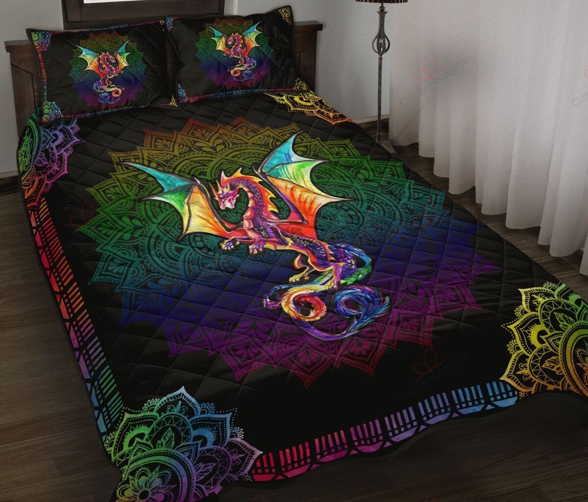 Lovely Colorful Dragon Quilt Bedding Set - Unique Anime Apparel for Fans