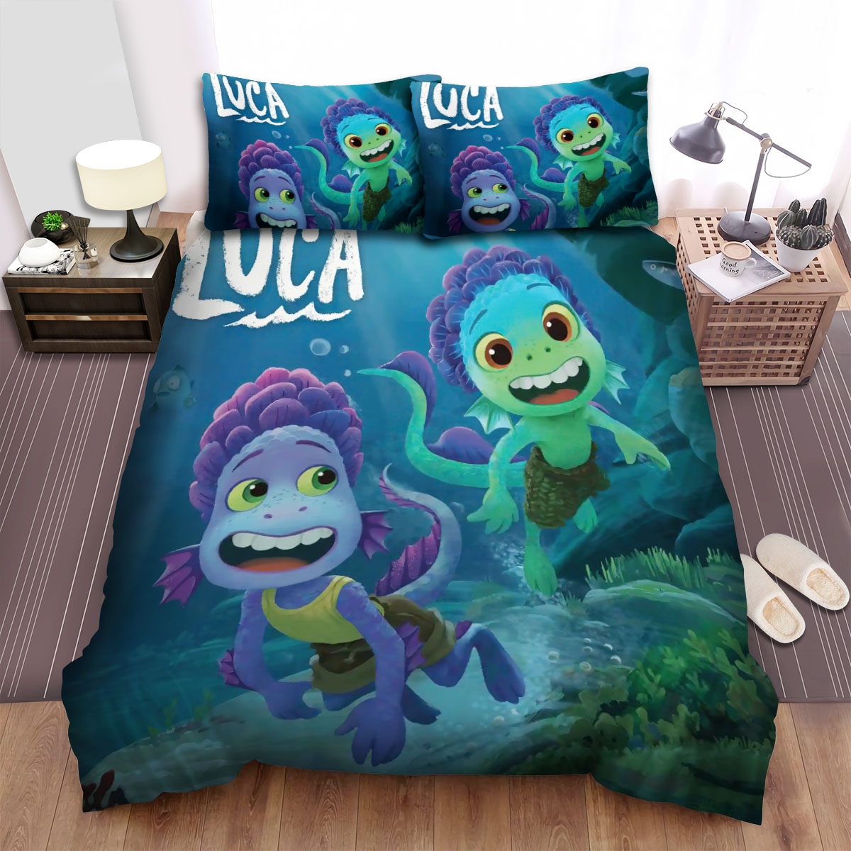 Luca (2021) A Sea Monster Story Movie Poster Bed Sheets Spread Duvet Cover Bedding Set - Unique Anime Apparel for Fans