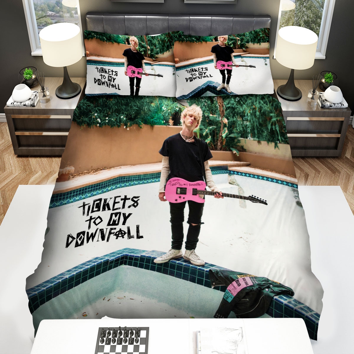 Machine Gun Kelly Tickets To My Downfall Album Art Cover Bed Sheets Spread Duvet Cover Bedding Set - Unique Anime Apparel for Fans