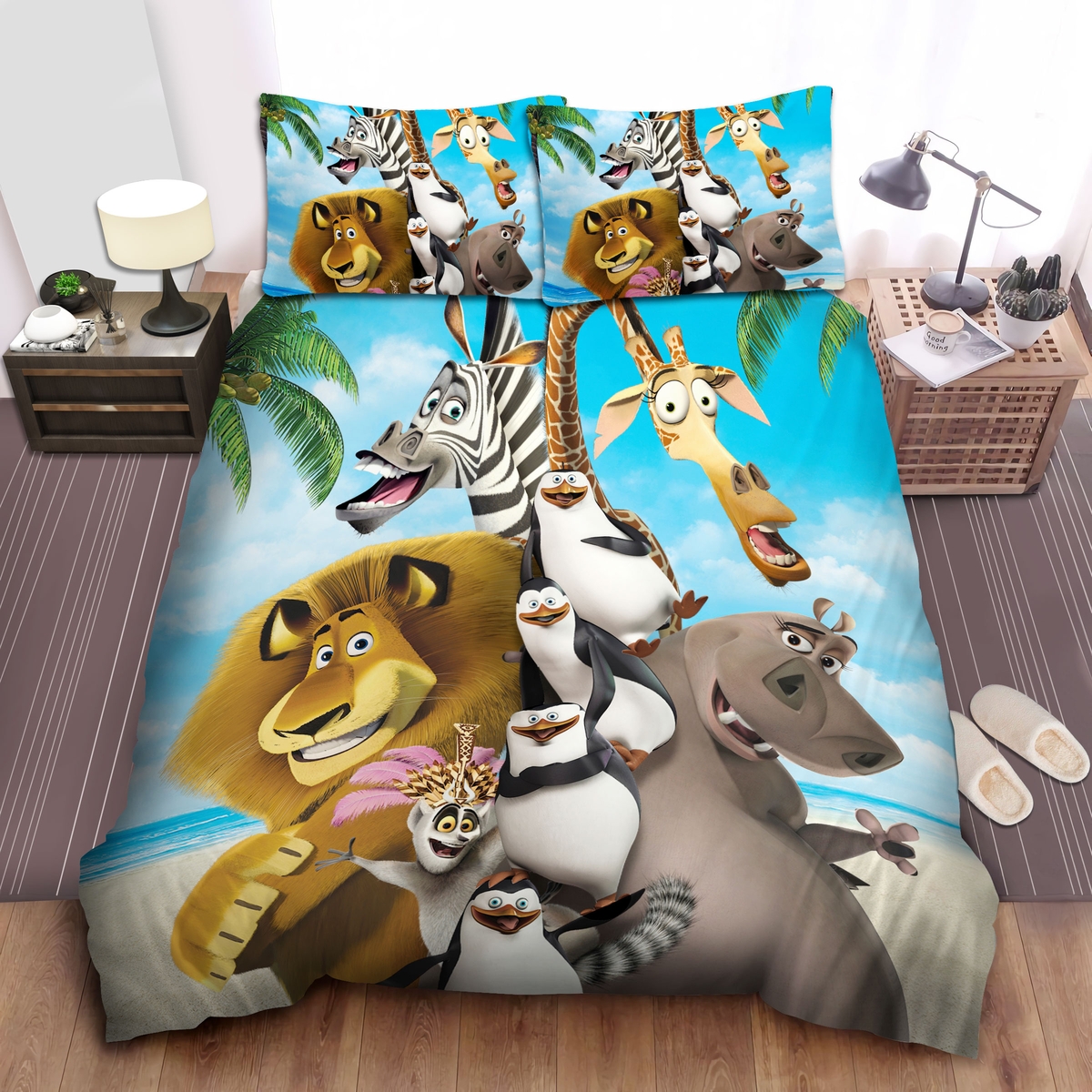Madagascar Main Characters In Promo Artwork Bed Sheets Spread Duvet Cover Bedding Set - Unique Anime Apparel for Fans