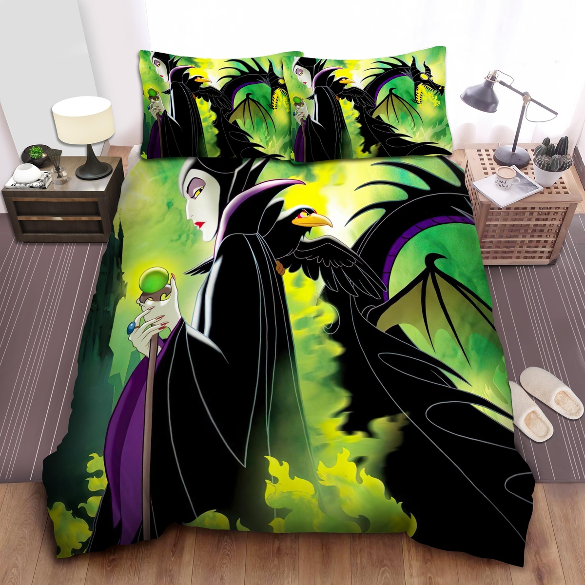 Maleficent Crow Dragon Bed Sheets Spread Duvet Cover Bedding Set - Unique Anime Apparel for Fans