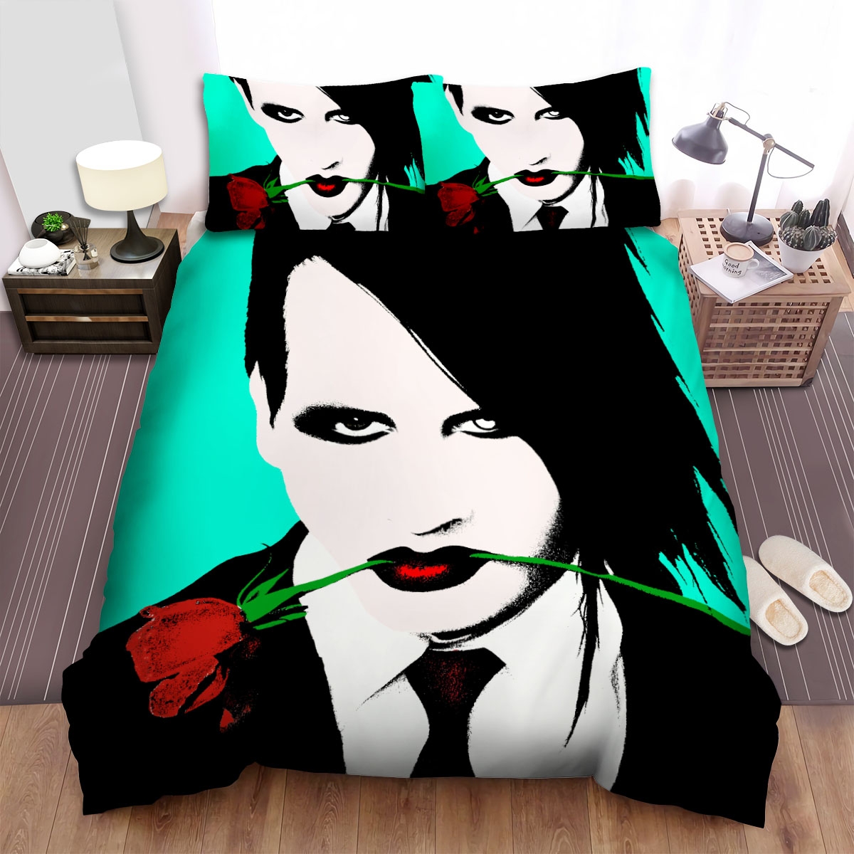 Marilyn Manson Rose Bed Sheets Spread Duvet Cover Bedding Set - Unique Anime Apparel for Fans