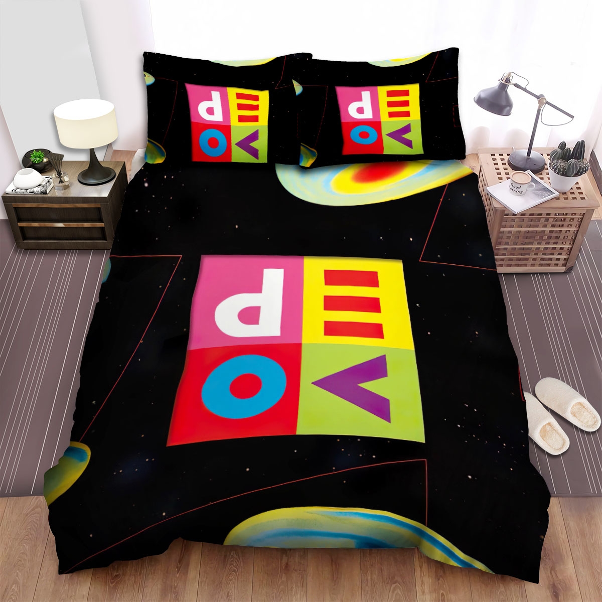 Mark Mothersbaugh Devo Smooth Noodle Maps Bed Sheets Spread Duvet Cover Bedding Set - Unique Anime Apparel for Fans