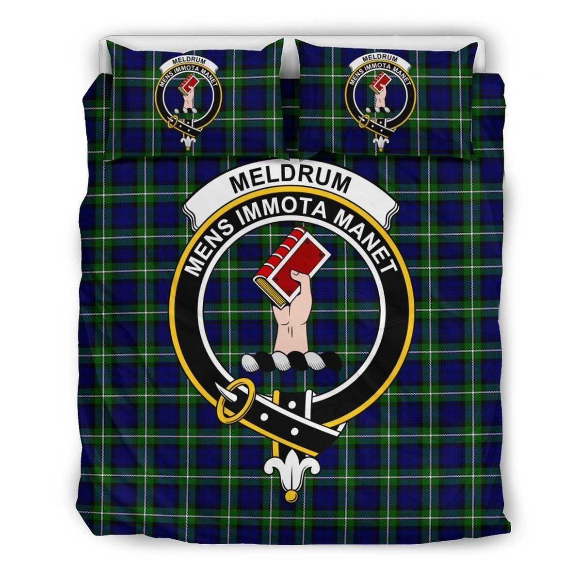 Meldrum Forbes Clan Badge Tartan Bed Sheets Spread Duvet Cover Bedding Set - Unique Anime Apparel for Fans