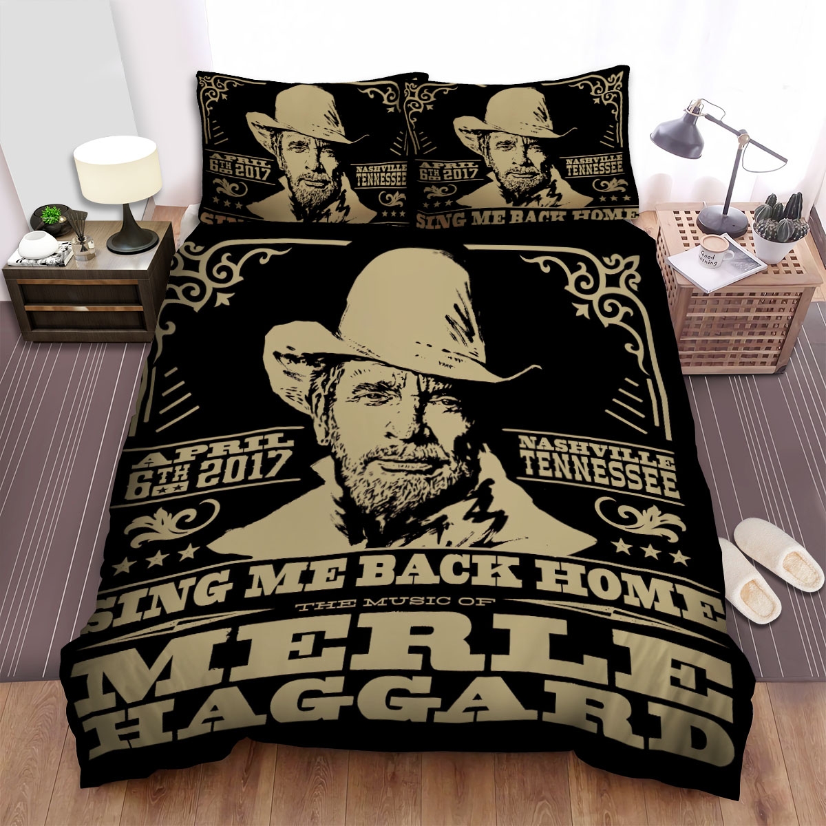 Merle Haggard Sing Me Back From Home Bed Sheets Spread Comforter Duvet Cover Bedding Set - Unique Anime Apparel for Fans